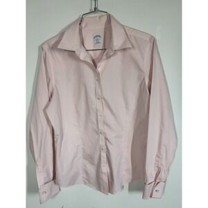 Brooks Brothers Pink Long Sleeve Button Up Non-Iron Fitted French Cuffs Womens 8